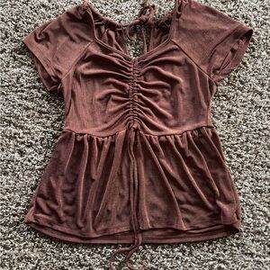 Women's Brown Ruched Top